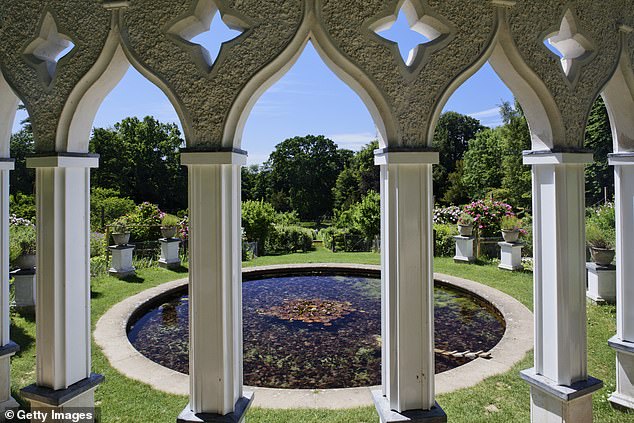 The grand and intricate Exedra feature in Painswick Rococo Garden