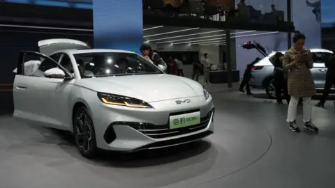 Getty Images A BYD electric car on display at a motor show in China