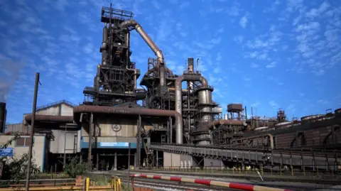 The entire structure of blast furnace 4 at Port Talbot