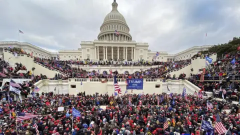 Getty Images Trump supporters gathered outside the US Capitol building on 6 January 2021