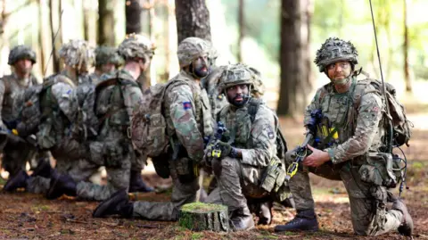 Getty Images British soldiers take part in a training exercise in Farnham, Surrey 