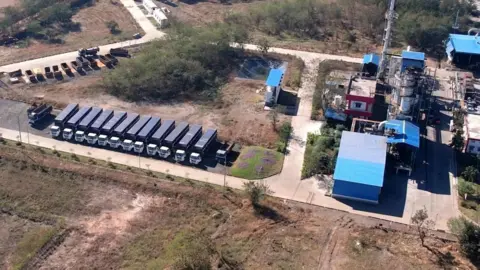 BBC An aerial view of the treatment, storage and disposal plant in Pithamapur