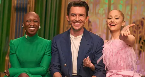 Getty Images Cynthia Erivo, Jonathan Bailey and Ariana Grande