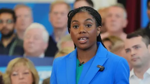 PA Media Conservative Party leader Kemi Badenoch speaking at their local election campaign launch at The Curzon Centre in Beaconsfield, Buckinghamshire.