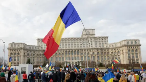 EPA People gathered outside Bucharest's Constitutional Court