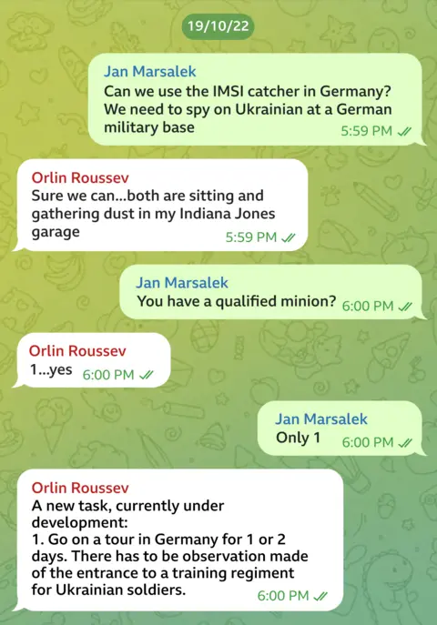 Telegram message exchange between Orlin Roussev and Jan Marsalek dated 19/10/22. JM asks: 