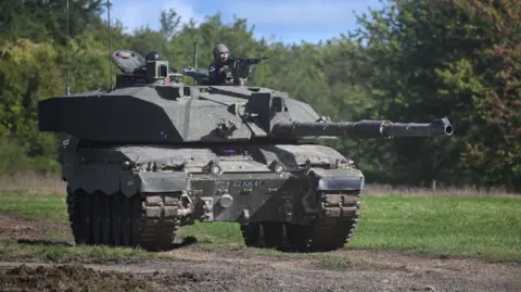 Getty Images Challenger 2 main battle tank is displayed for the families watching The Royal Tank Regiment Regimental Parade