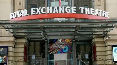 Getty Images Entrance to the Royal Exchange theatre in a Georgian stone building, with name sign above